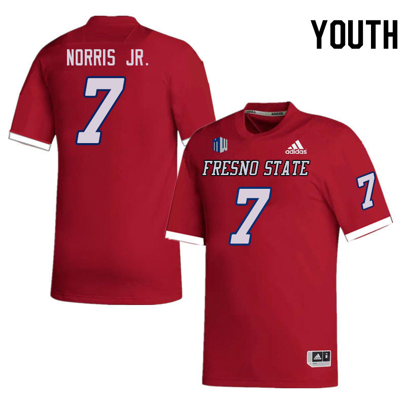 Youth #7 Morice Norris Jr. Fresno State Bulldogs College Football Jerseys Stitched Sale-Red